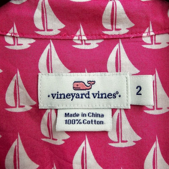Vineyard Vines Shirt Womens 2‎ Pink Button Up Long Sleeve Sail Boats Nautical - Picture 5 of 12